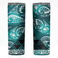 Matariki New Zealand Skinny Tumbler NZ Niho Taniwha Maori New Year Cyan Galaxy