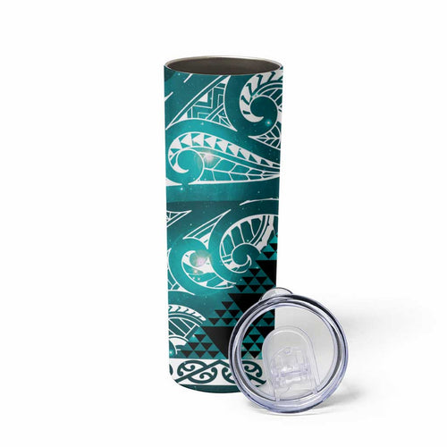 Matariki New Zealand Skinny Tumbler NZ Niho Taniwha Maori New Year Cyan Galaxy