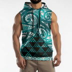 Matariki New Zealand Sleeveless Hoodie NZ Niho Taniwha Maori New Year Cyan Galaxy