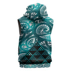 Matariki New Zealand Sleeveless Zip Hoodie NZ Niho Taniwha Maori New Year Cyan Galaxy