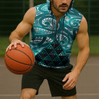 Matariki New Zealand Sleeveless Zip Hoodie NZ Niho Taniwha Maori New Year Cyan Galaxy