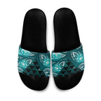 Matariki New Zealand Slide Sandals NZ Niho Taniwha Maori New Year Cyan Galaxy