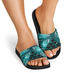 Matariki New Zealand Slide Sandals NZ Niho Taniwha Maori New Year Cyan Galaxy