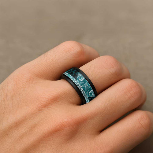 Matariki New Zealand Spinner Ring NZ Niho Taniwha Maori New Year Cyan Galaxy