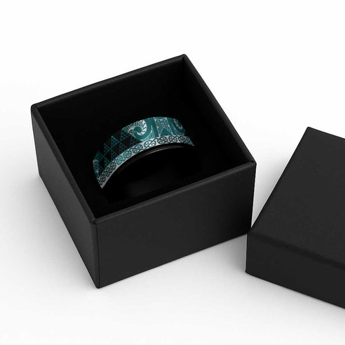 Matariki New Zealand Spinner Ring NZ Niho Taniwha Maori New Year Cyan Galaxy
