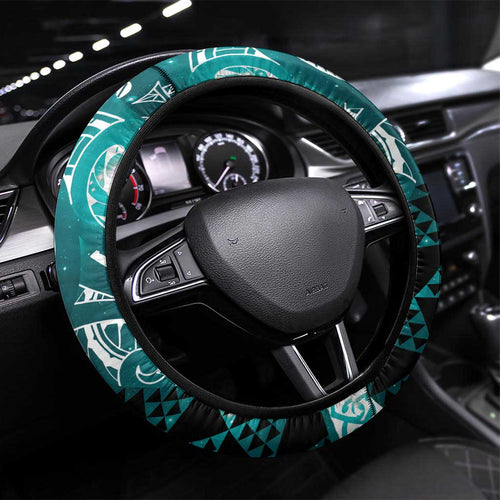 Matariki New Zealand Steering Wheel Cover NZ Niho Taniwha Maori New Year Cyan Galaxy