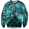 Matariki New Zealand Sweatshirt NZ Niho Taniwha Maori New Year Cyan Galaxy