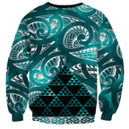 Matariki New Zealand Sweatshirt NZ Niho Taniwha Maori New Year Cyan Galaxy