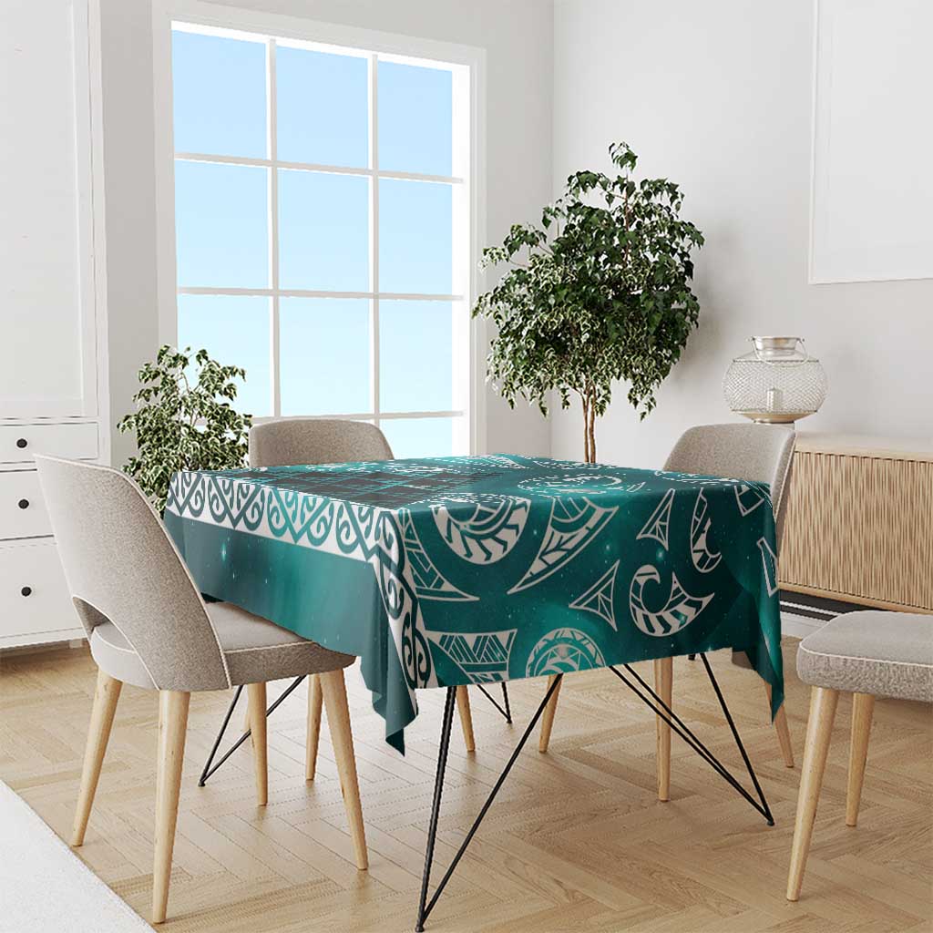 Matariki New Zealand Tablecloth NZ Niho Taniwha Maori New Year Cyan Galaxy
