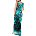 Matariki New Zealand Tank Maxi Dress NZ Niho Taniwha Maori New Year Cyan Galaxy