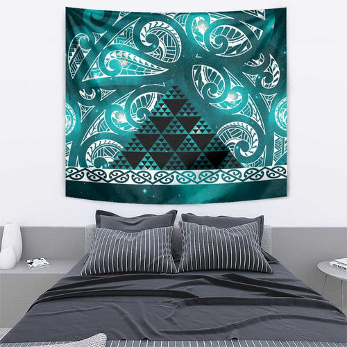 Matariki New Zealand Tapestry NZ Niho Taniwha Maori New Year Cyan Galaxy