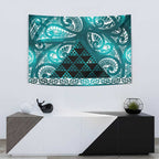 Matariki New Zealand Tapestry NZ Niho Taniwha Maori New Year Cyan Galaxy