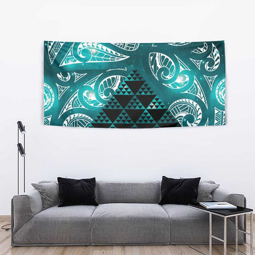 Matariki New Zealand Tapestry NZ Niho Taniwha Maori New Year Cyan Galaxy