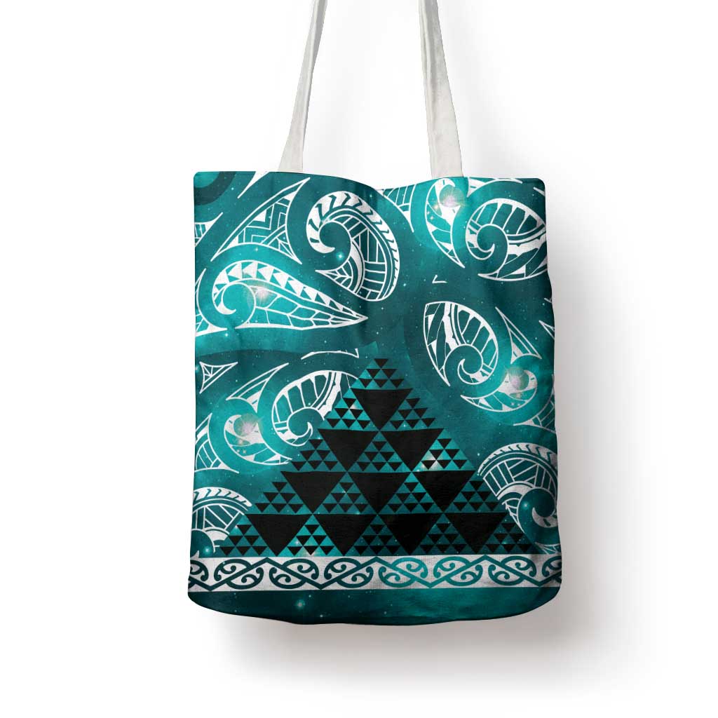 Matariki New Zealand Tote Bag NZ Niho Taniwha Maori New Year Cyan Galaxy
