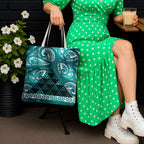 Matariki New Zealand Tote Bag NZ Niho Taniwha Maori New Year Cyan Galaxy