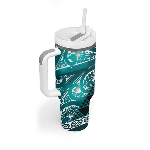 Matariki New Zealand Tumbler With Handle NZ Niho Taniwha Maori New Year Cyan Galaxy