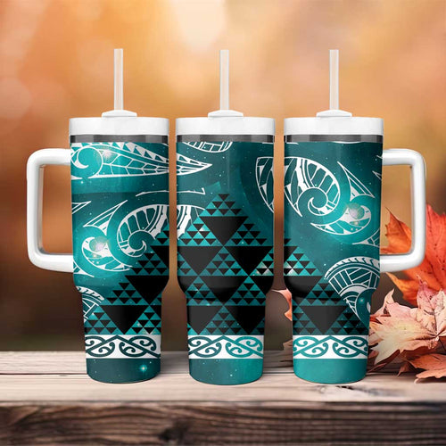 Matariki New Zealand Tumbler With Handle NZ Niho Taniwha Maori New Year Cyan Galaxy