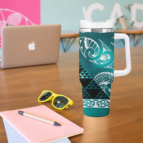 Matariki New Zealand Tumbler With Handle NZ Niho Taniwha Maori New Year Cyan Galaxy
