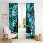 Matariki New Zealand Window Curtain NZ Niho Taniwha Maori New Year Cyan Galaxy