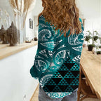 Matariki New Zealand Women Casual Shirt NZ Niho Taniwha Maori New Year Cyan Galaxy