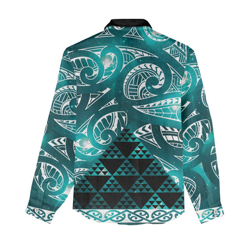Matariki New Zealand Women Casual Shirt NZ Niho Taniwha Maori New Year Cyan Galaxy