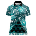 Matariki New Zealand Women Polo Shirt NZ Niho Taniwha Maori New Year Cyan Galaxy