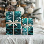 Matariki New Zealand Wrapping Paper NZ Niho Taniwha Maori New Year Cyan Galaxy