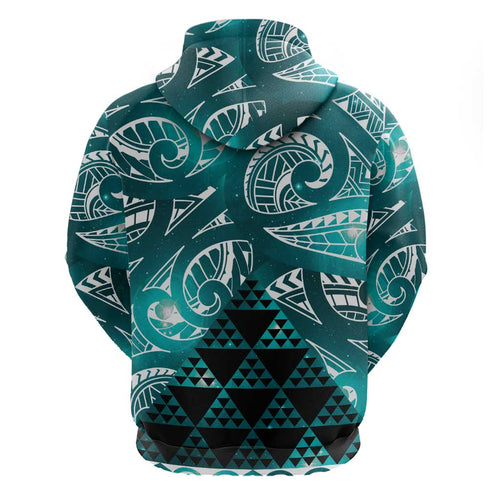 Matariki New Zealand Zip Hoodie NZ Niho Taniwha Maori New Year Cyan Galaxy