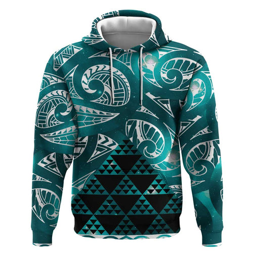 Matariki New Zealand Zip Hoodie NZ Niho Taniwha Maori New Year Cyan Galaxy