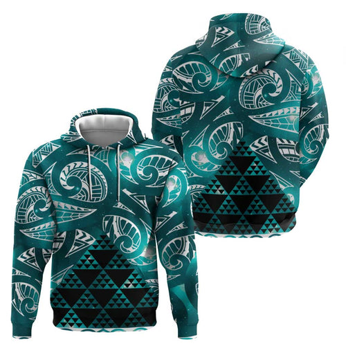 Matariki New Zealand Zip Hoodie NZ Niho Taniwha Maori New Year Cyan Galaxy