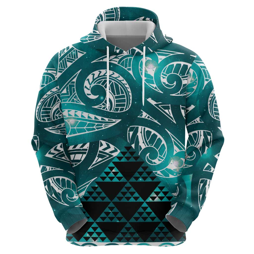 Matariki New Zealand Zip Hoodie NZ Niho Taniwha Maori New Year Cyan Galaxy