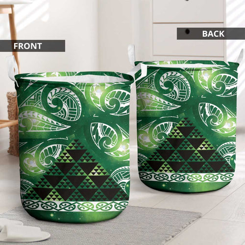 Matariki New Zealand Laundry Basket NZ Niho Taniwha Maori New Year Green Galaxy