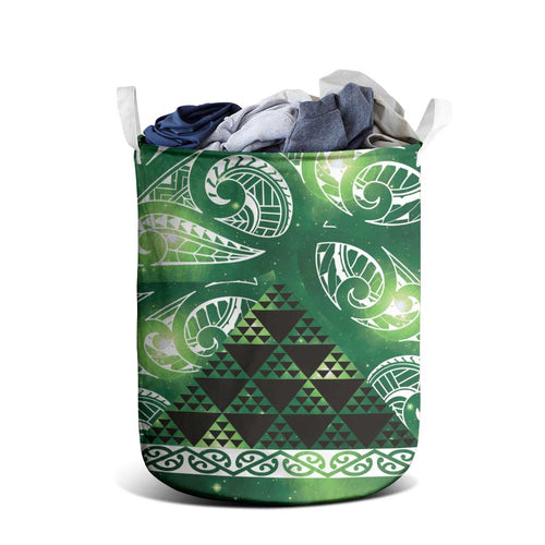 Matariki New Zealand Laundry Basket NZ Niho Taniwha Maori New Year Green Galaxy