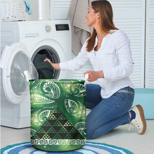 Matariki New Zealand Laundry Basket NZ Niho Taniwha Maori New Year Green Galaxy