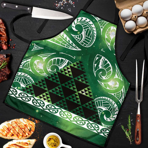 Matariki New Zealand Apron NZ Niho Taniwha Maori New Year Green Galaxy