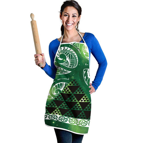 Matariki New Zealand Apron NZ Niho Taniwha Maori New Year Green Galaxy