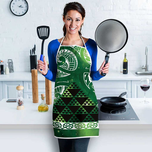 Matariki New Zealand Apron NZ Niho Taniwha Maori New Year Green Galaxy