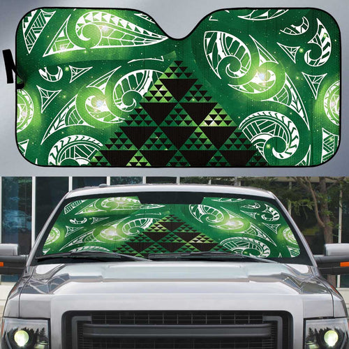 Matariki New Zealand Auto Sun Shade NZ Niho Taniwha Maori New Year Green Galaxy