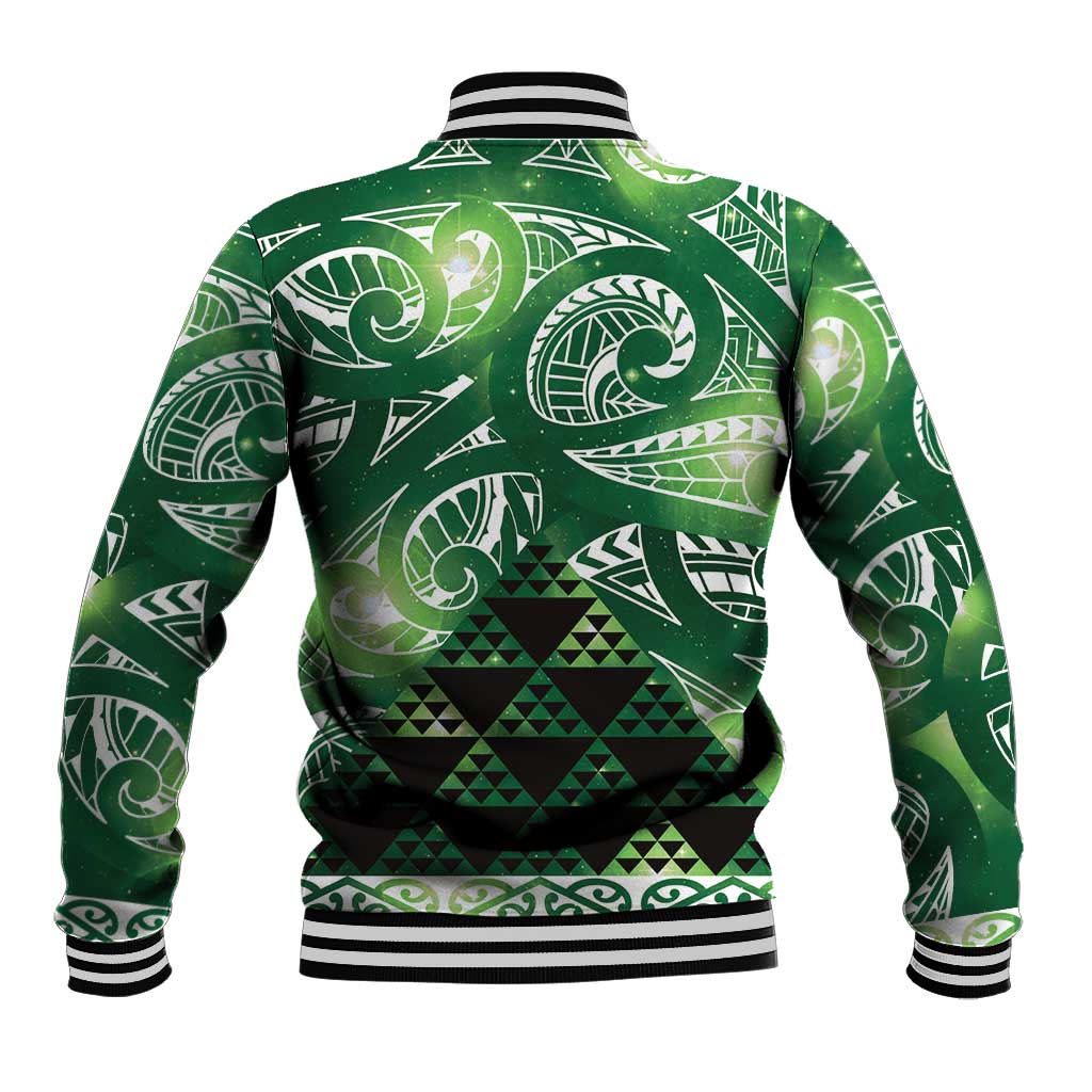 Matariki New Zealand Baseball Jacket NZ Niho Taniwha Maori New Year Green Galaxy