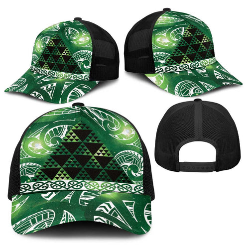 Matariki New Zealand Baseball Net Cap NZ Niho Taniwha Maori New Year Green Galaxy