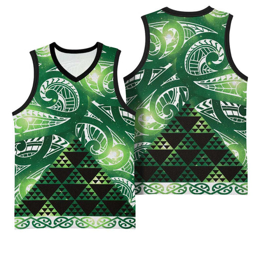 Matariki New Zealand Basketball Jersey NZ Niho Taniwha Maori New Year Green Galaxy