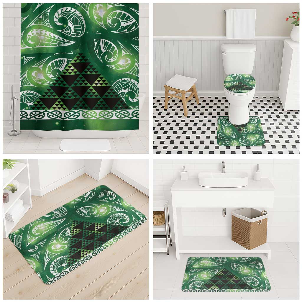 Matariki New Zealand Bathroom Set NZ Niho Taniwha Maori New Year Green Galaxy