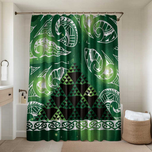 Matariki New Zealand Bathroom Set NZ Niho Taniwha Maori New Year Green Galaxy
