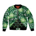 Matariki New Zealand Bomber Jacket NZ Niho Taniwha Maori New Year Green Galaxy