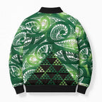 Matariki New Zealand Bomber Puffer Jacket NZ Niho Taniwha Maori New Year Green Galaxy