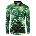 Matariki New Zealand Button Sweatshirt NZ Niho Taniwha Maori New Year Green Galaxy