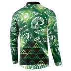 Matariki New Zealand Button Sweatshirt NZ Niho Taniwha Maori New Year Green Galaxy