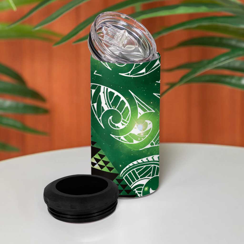 Matariki New Zealand 4 in 1 Can Cooler Tumbler NZ Niho Taniwha Maori New Year Green Galaxy