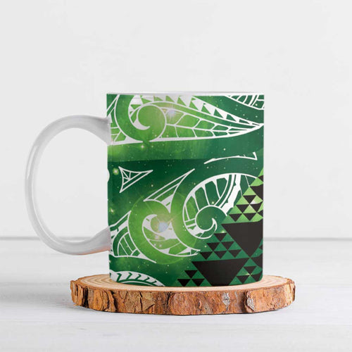 Matariki New Zealand Ceramic Mug NZ Niho Taniwha Maori New Year Green Galaxy