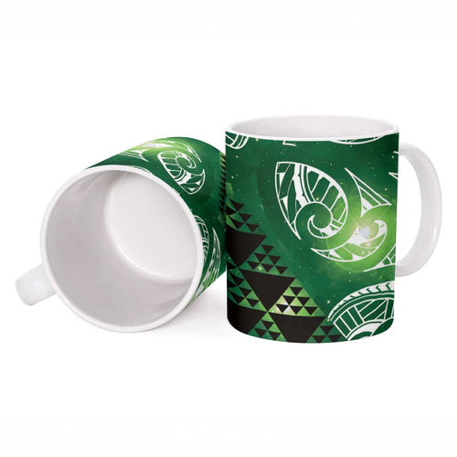 Matariki New Zealand Ceramic Mug NZ Niho Taniwha Maori New Year Green Galaxy